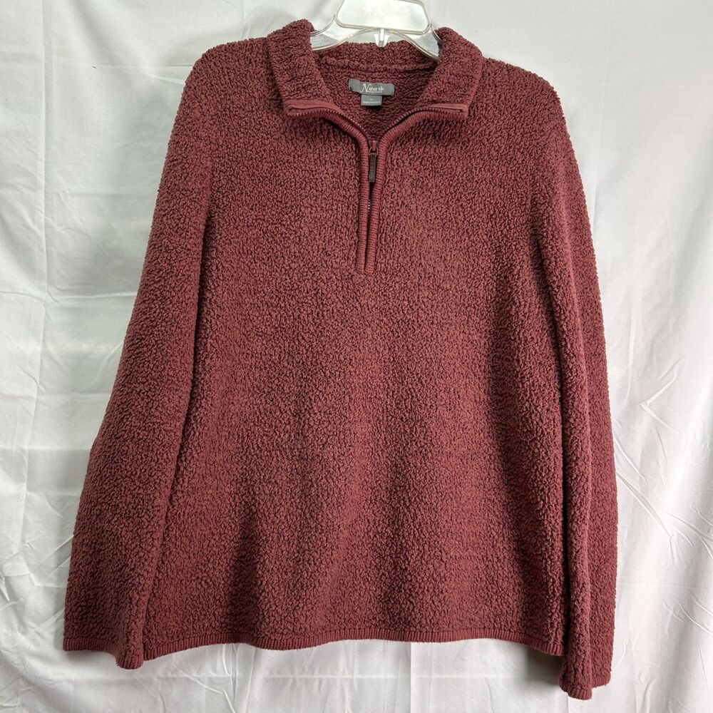 Natural Reflections Womens M Mauve Sherpa Fleece 1/4 Zip Pullover Cozy